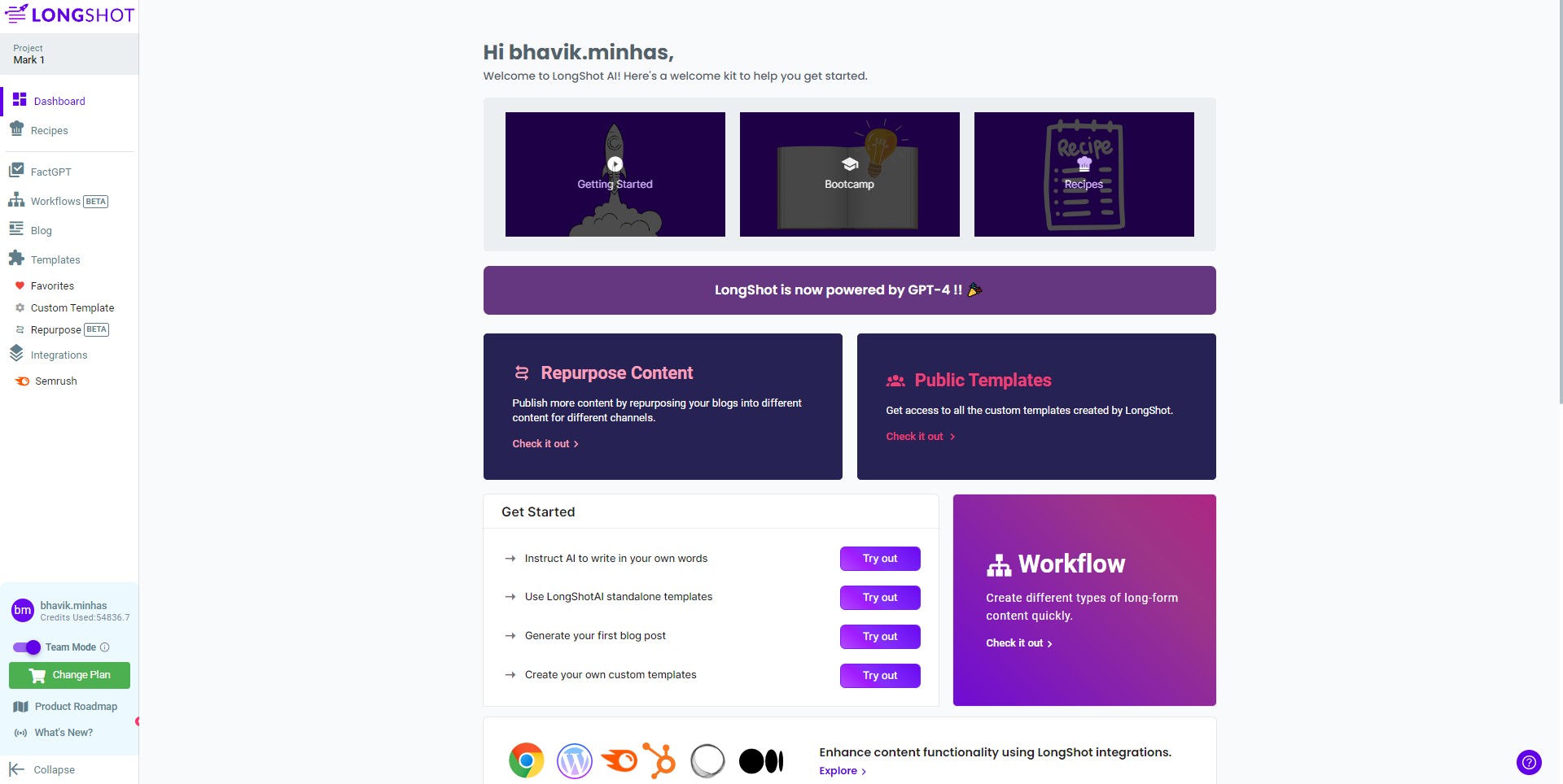 screenshot of LongShot AI